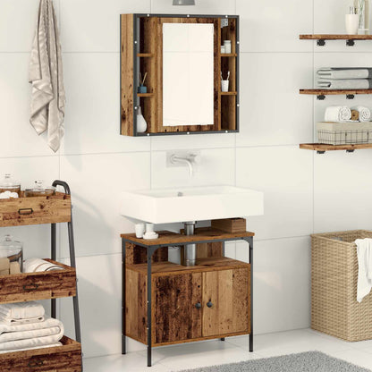 vidaXL Badezimmermöbel-Set mit Regal mit Tür 2 pcs Braun Holzwerkstoff