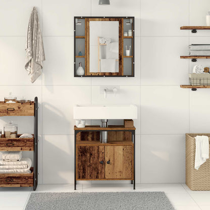 vidaXL Badezimmermöbel-Set mit Regal mit Tür 2 pcs Braun Holzwerkstoff
