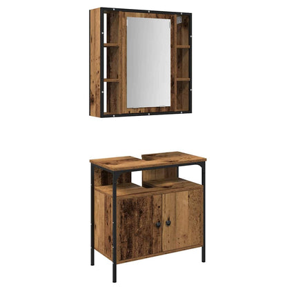 vidaXL Badezimmermöbel-Set mit Regal mit Tür 2 pcs Braun Holzwerkstoff