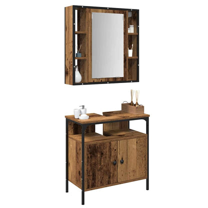 vidaXL Badezimmermöbel-Set mit Regal mit Tür 2 pcs Braun Holzwerkstoff