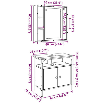 vidaXL Badezimmermöbel-Set mit Regal mit Tür 2 pcs Braun Holzwerkstoff