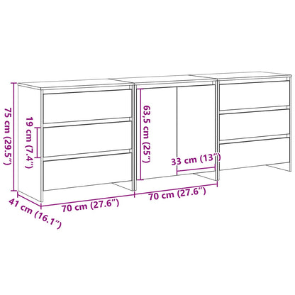 Sideboard 3 pcs Schwarz 70 x 41 x 75 cm Holzwerkstoff