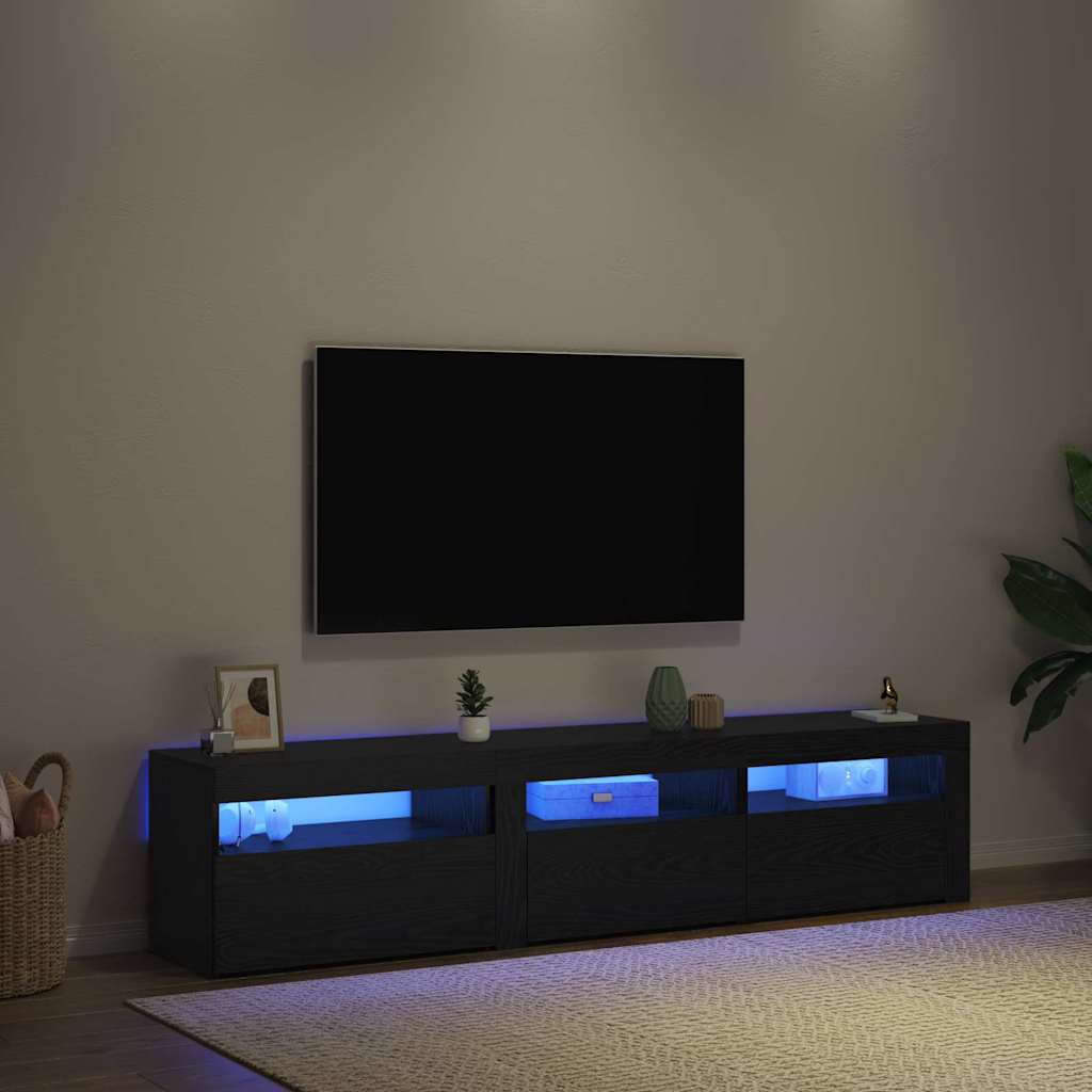 vidaXL Meubles TV 2 pcs Noir aspect chêne 180 x 35 x 40 cm