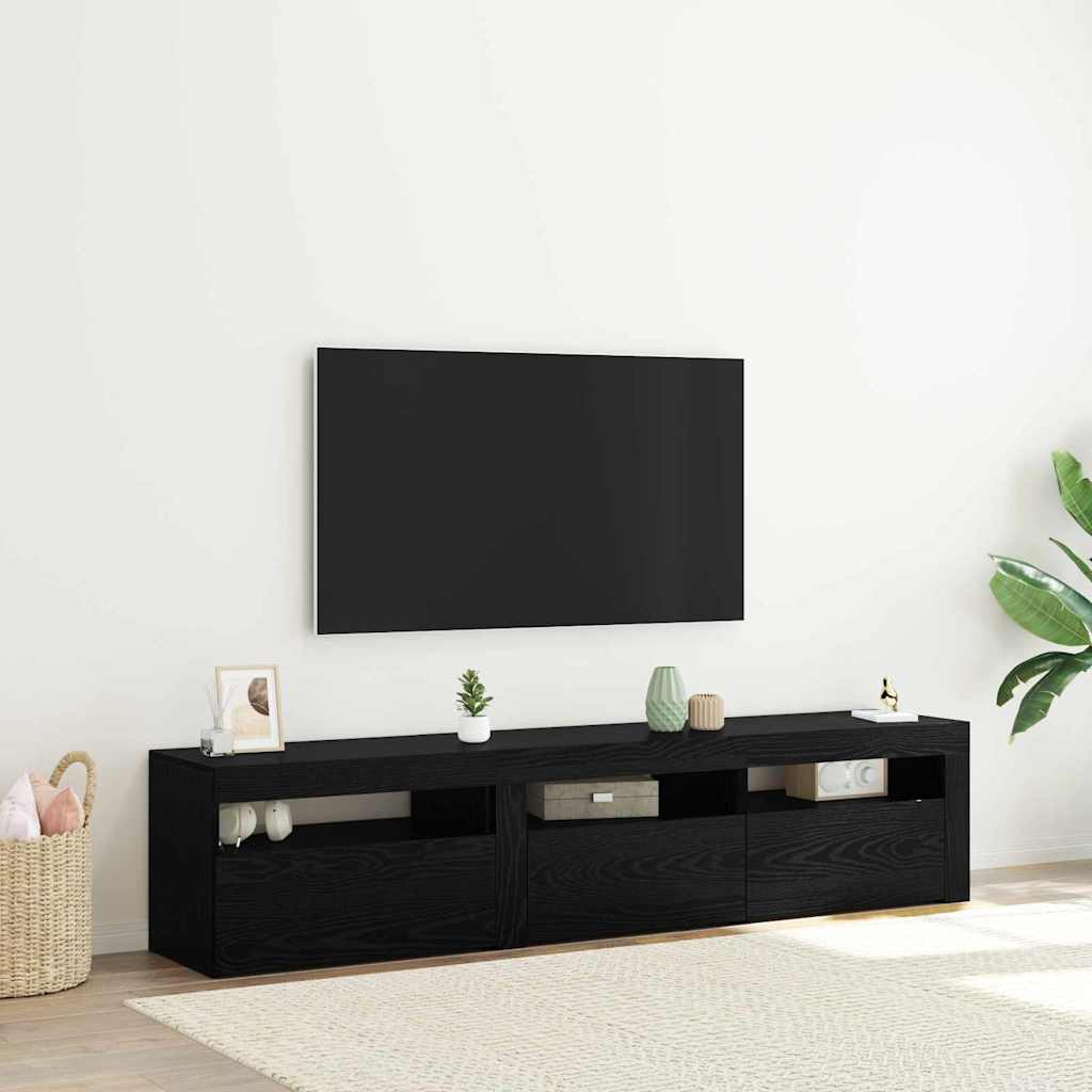 vidaXL Meubles TV 2 pcs Noir aspect chêne 180 x 35 x 40 cm