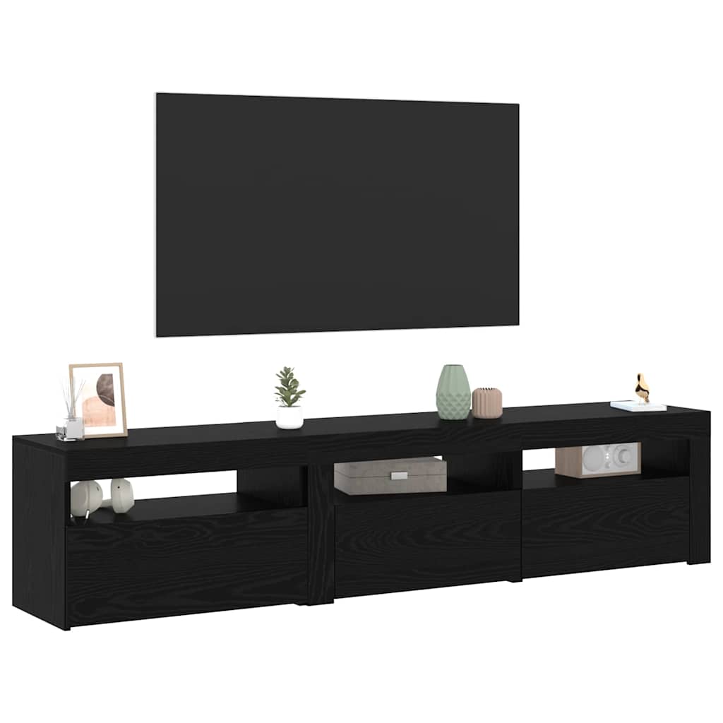 vidaXL Meubles TV 2 pcs Noir aspect chêne 180 x 35 x 40 cm