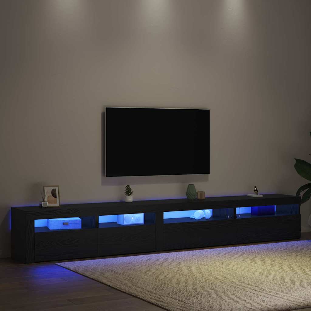 vidaXL Ensemble meuble TV 3 pcs Noir aspect chêne 270 x 35 x 40 cm