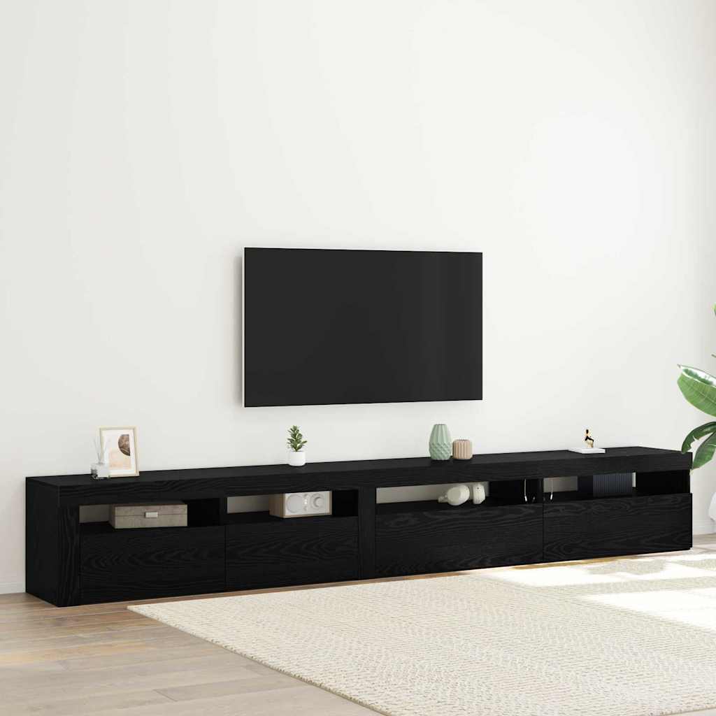 vidaXL Ensemble meuble TV 3 pcs Noir aspect chêne 270 x 35 x 40 cm