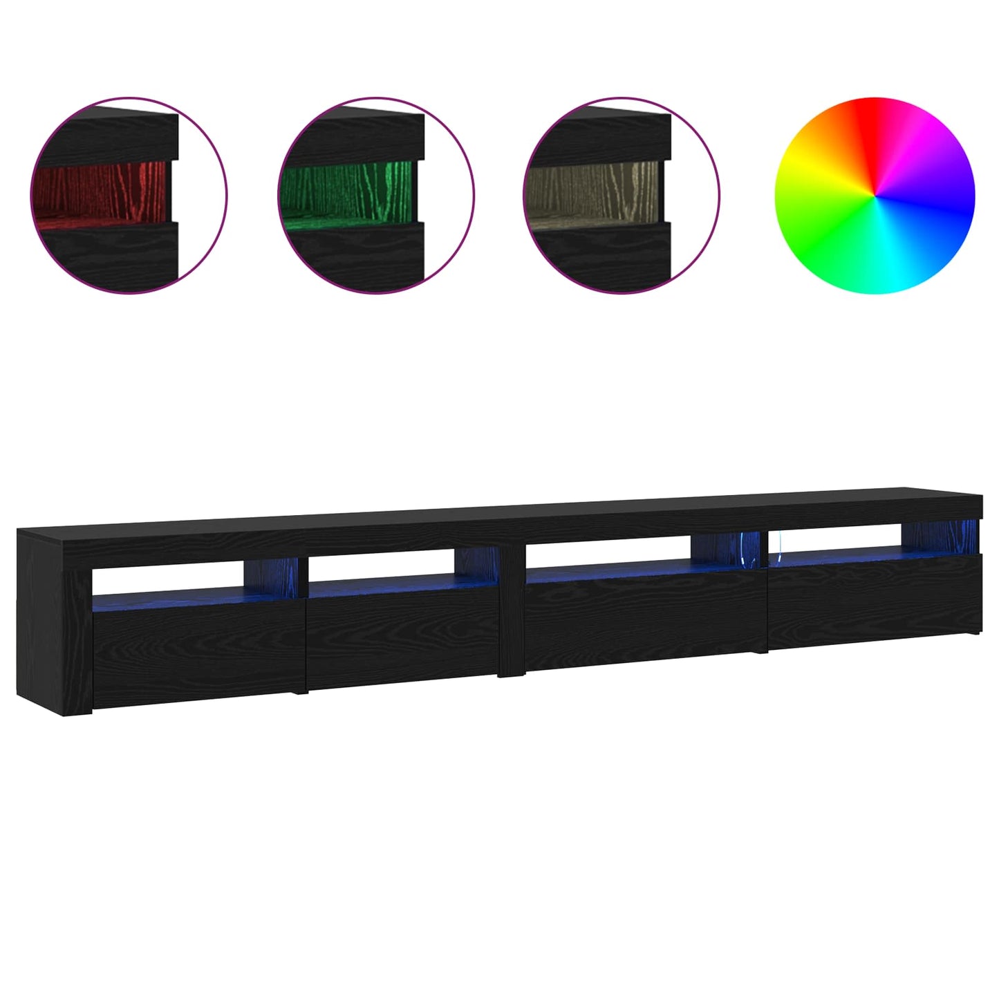 vidaXL Ensemble meuble TV 3 pcs Noir aspect chêne 270 x 35 x 40 cm