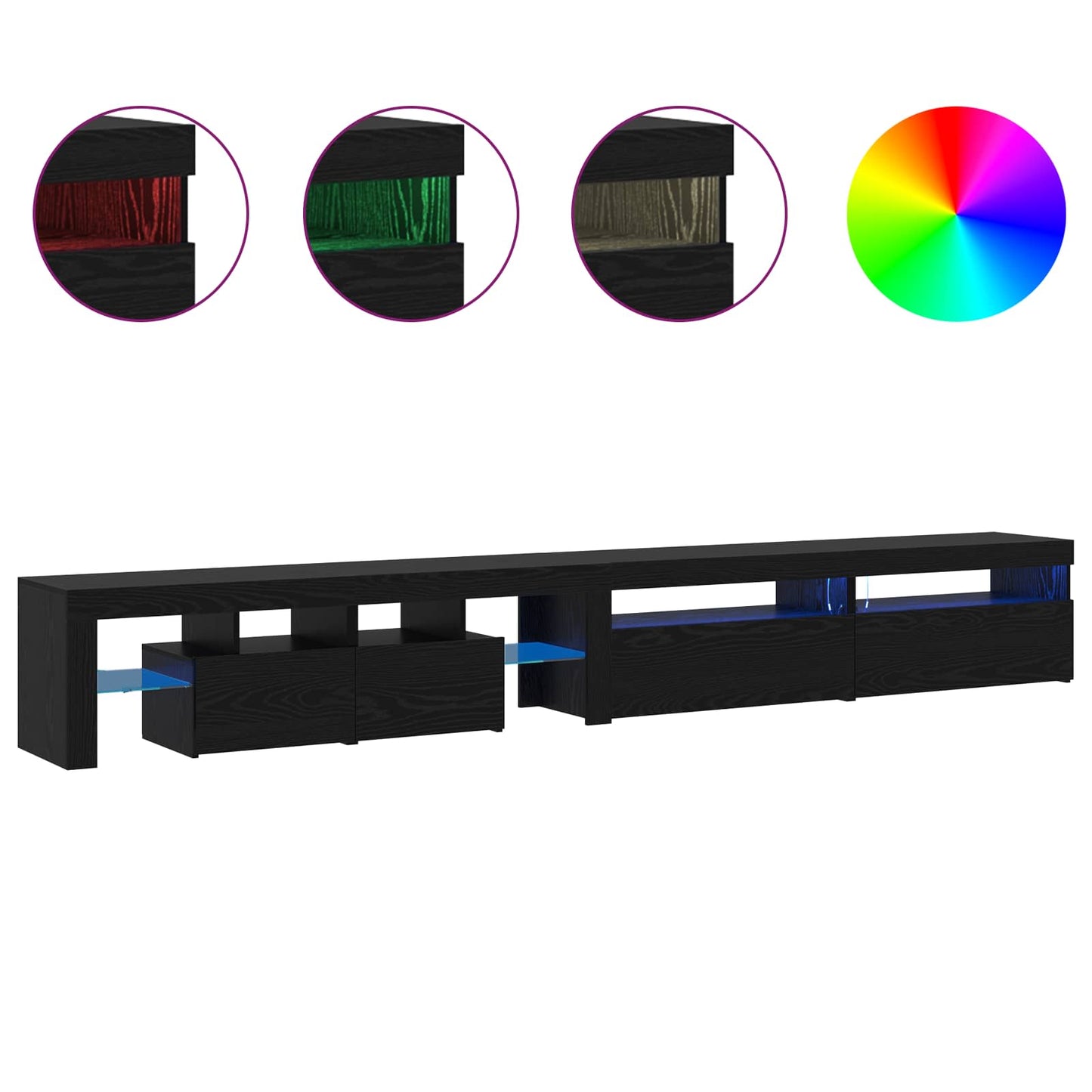 TV-Schränk 3 pcs Schwarz Eichen-Optik 290 x 36,5 x 40 cm