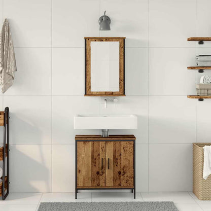 vidaXL Badezimmermöbel-Set mit Regal mit Tür 2 pcs Braun Holzwerkstoff