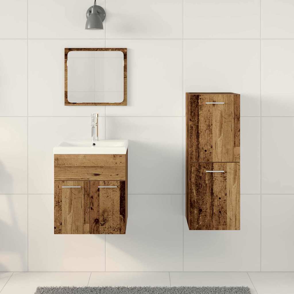 vidaXL Badezimmermöbel-Set Wandmontiert 3 pcs Altholz Holzwerkstoff