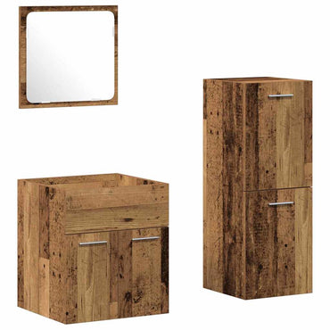 vidaXL Badezimmermöbel-Set Wandmontiert 3 pcs Altholz Holzwerkstoff