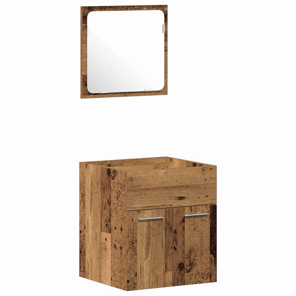 vidaXL Badezimmermöbel-Set Wandmontiert 3 pcs Altholz Holzwerkstoff