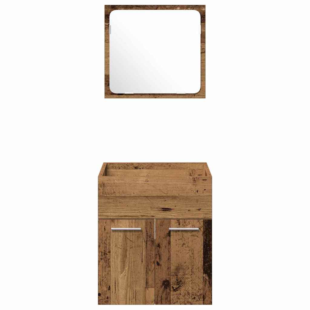 vidaXL Badezimmermöbel-Set Wandmontiert 3 pcs Altholz Holzwerkstoff