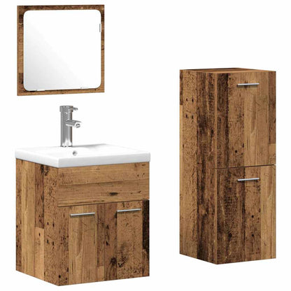 vidaXL Badezimmermöbel-Set Wandmontiert 3 pcs Altholz Holzwerkstoff