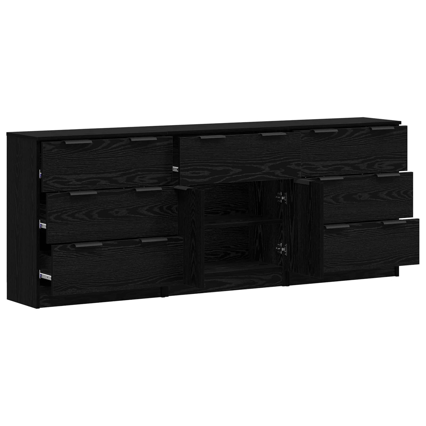 vidaXL Sideboard 3 pcs Schwarz Eichen-Optik 181 x 30 x 70 cm