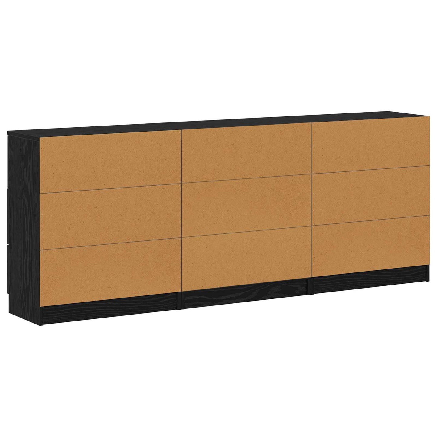 vidaXL Sideboard 3 pcs Schwarz Eichen-Optik 181 x 30 x 70 cm