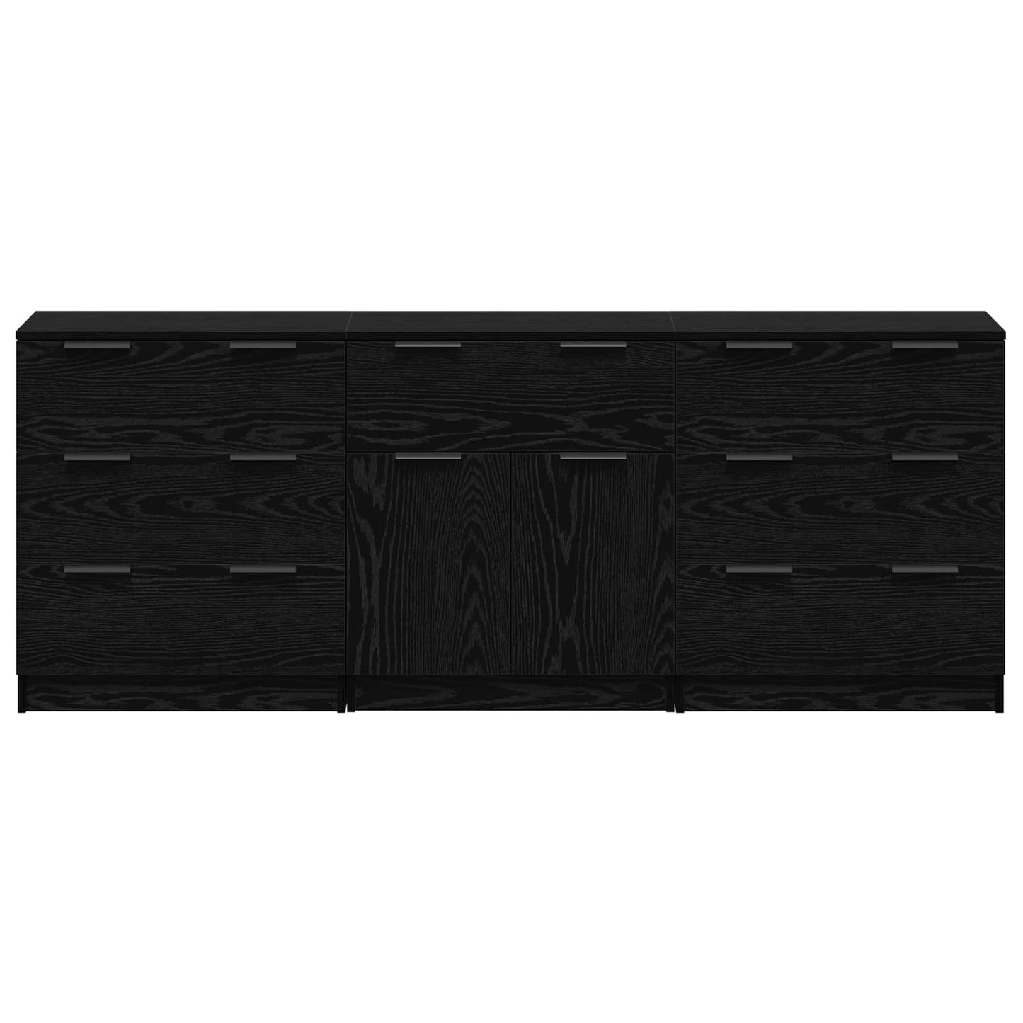 vidaXL Sideboard 3 pcs Schwarz Eichen-Optik 181 x 30 x 70 cm