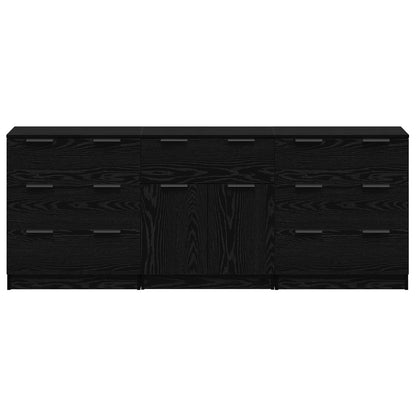 vidaXL Sideboard 3 pcs Schwarz Eichen-Optik 181 x 30 x 70 cm