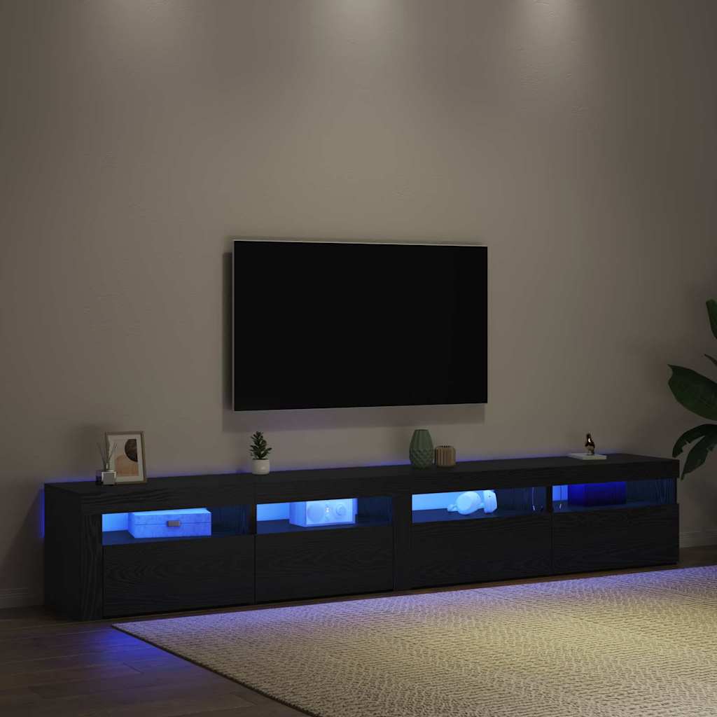 vidaXL Meuble TV, 3 pcs, noir aspect chêne 240 x 35 x 40 cm