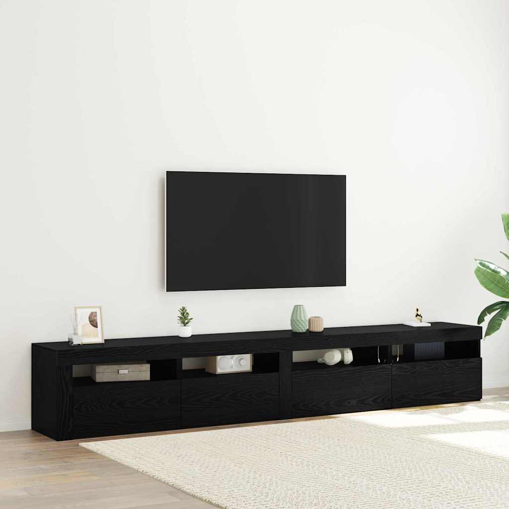 vidaXL Meuble TV, 3 pcs, noir aspect chêne 240 x 35 x 40 cm