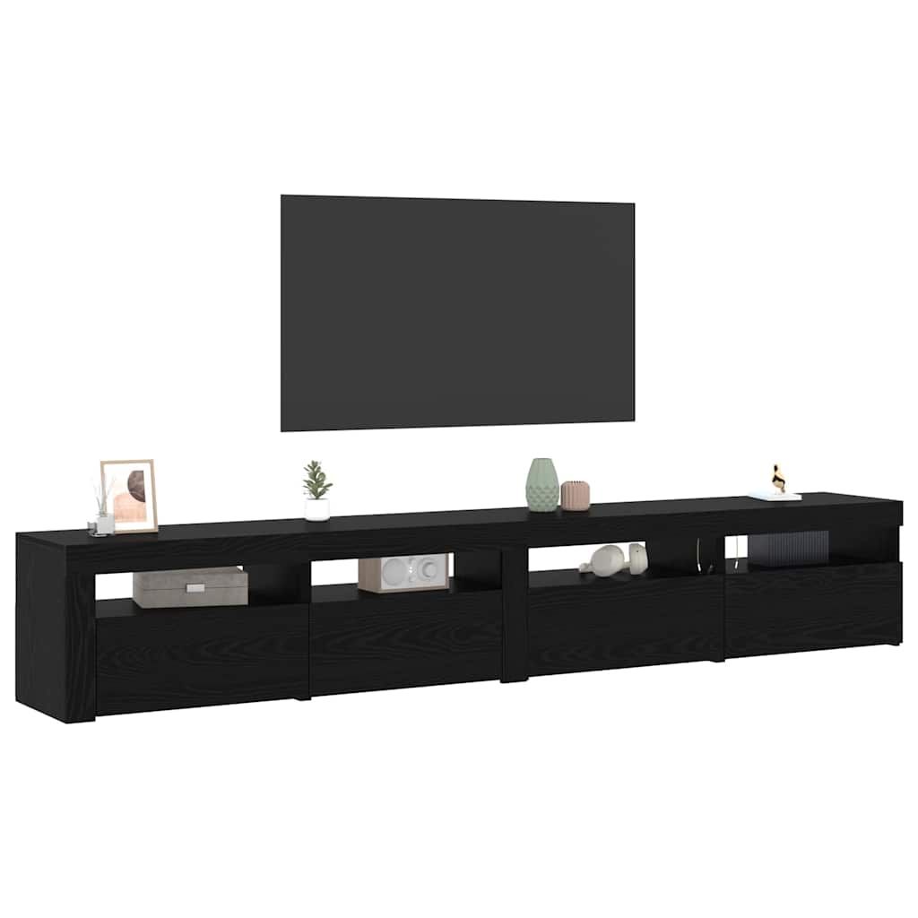 vidaXL Meuble TV, 3 pcs, noir aspect chêne 240 x 35 x 40 cm