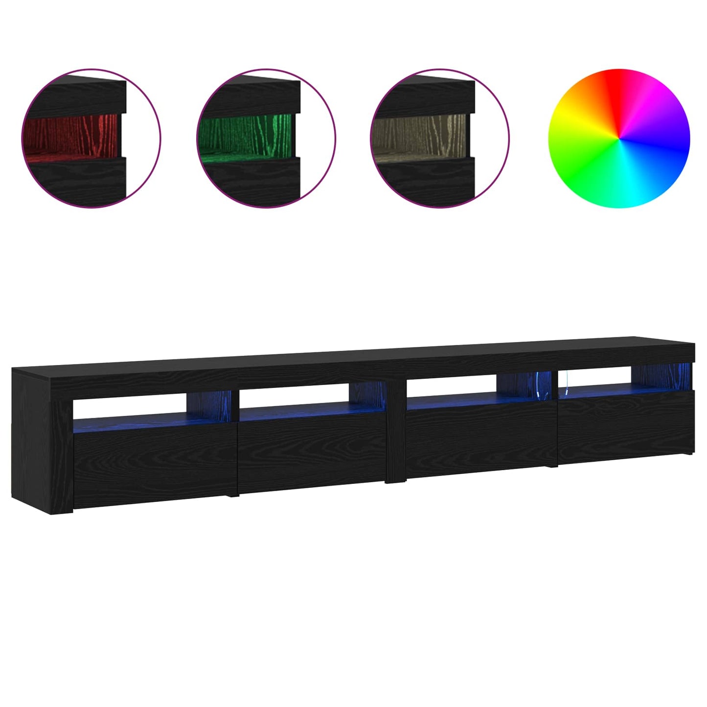 vidaXL Meuble TV, 3 pcs, noir aspect chêne 240 x 35 x 40 cm