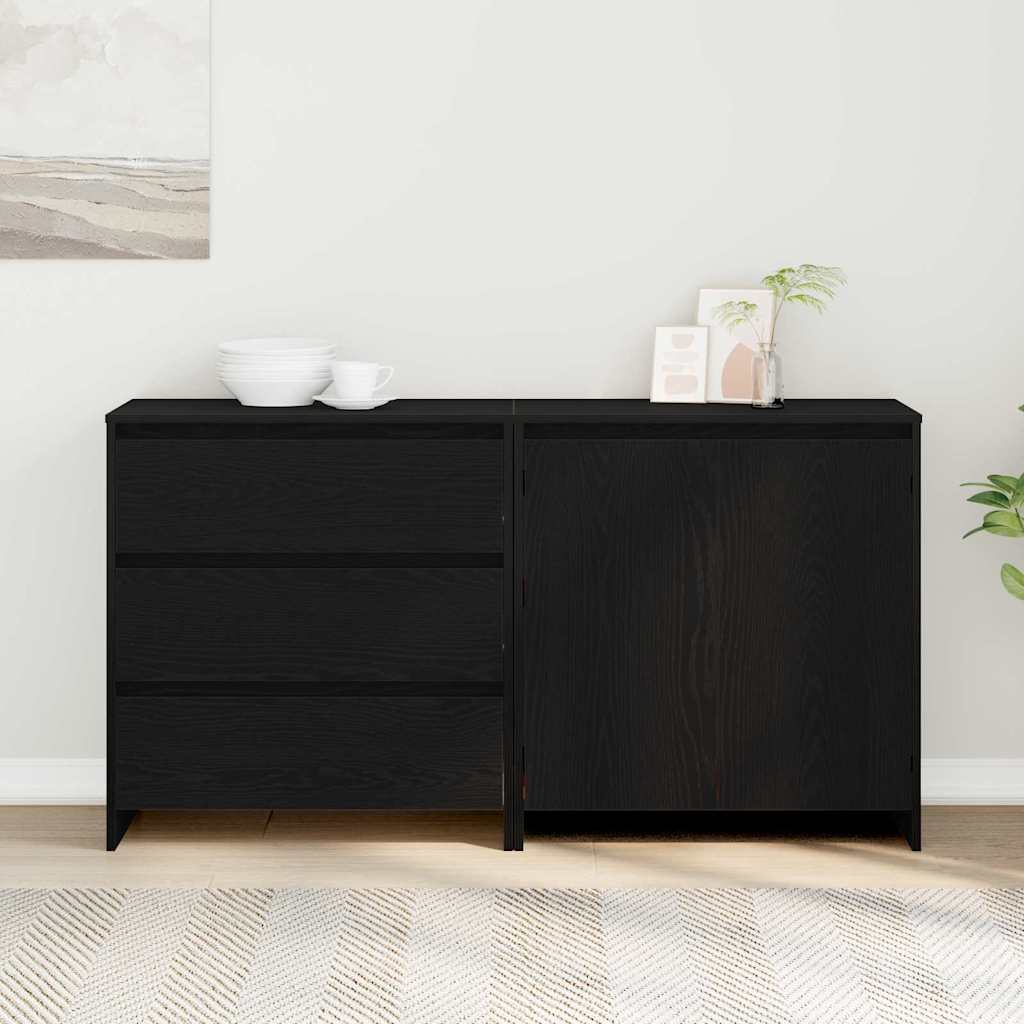 Sideboard 2 pcs Schwarz 70 x 41 x 75 cm Holzwerkstoff