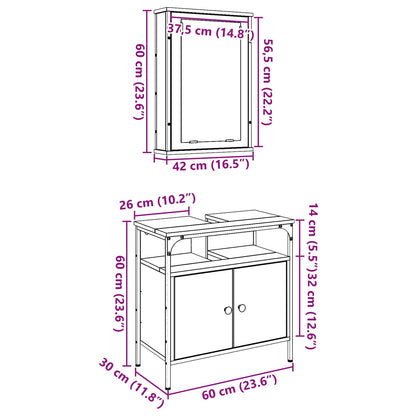 vidaXL Badezimmermöbel-Set mit Regal mit Tür 2 pcs Braun Holzwerkstoff