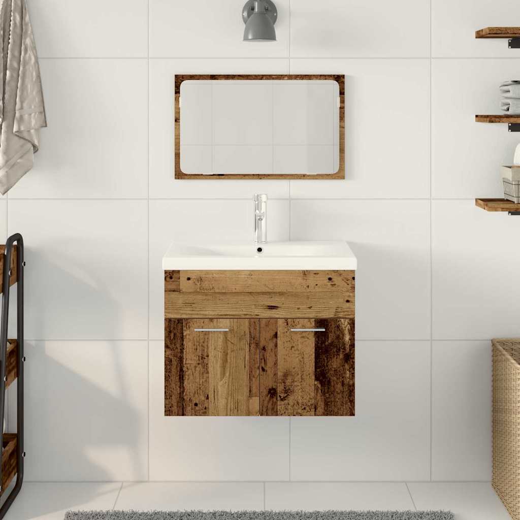 vidaXL Ensemble de meubles de salle de bain suspendu avec rangement Bois d'ingénierie