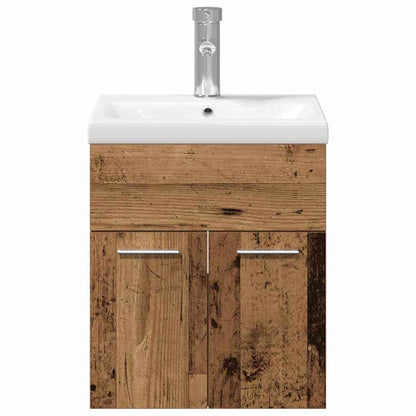 vidaXL Badezimmermöbel-Set Wandmontiert 3 pcs Altholz Holzwerkstoff