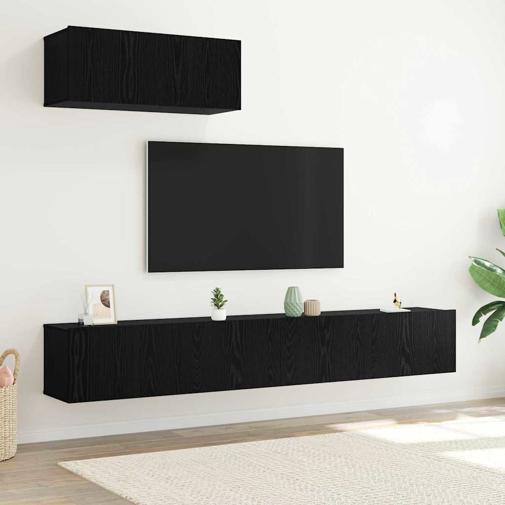 vidaXL TV-Schrankset 3 pcs Schwarz Eichen-Optik Holzwerkstoff