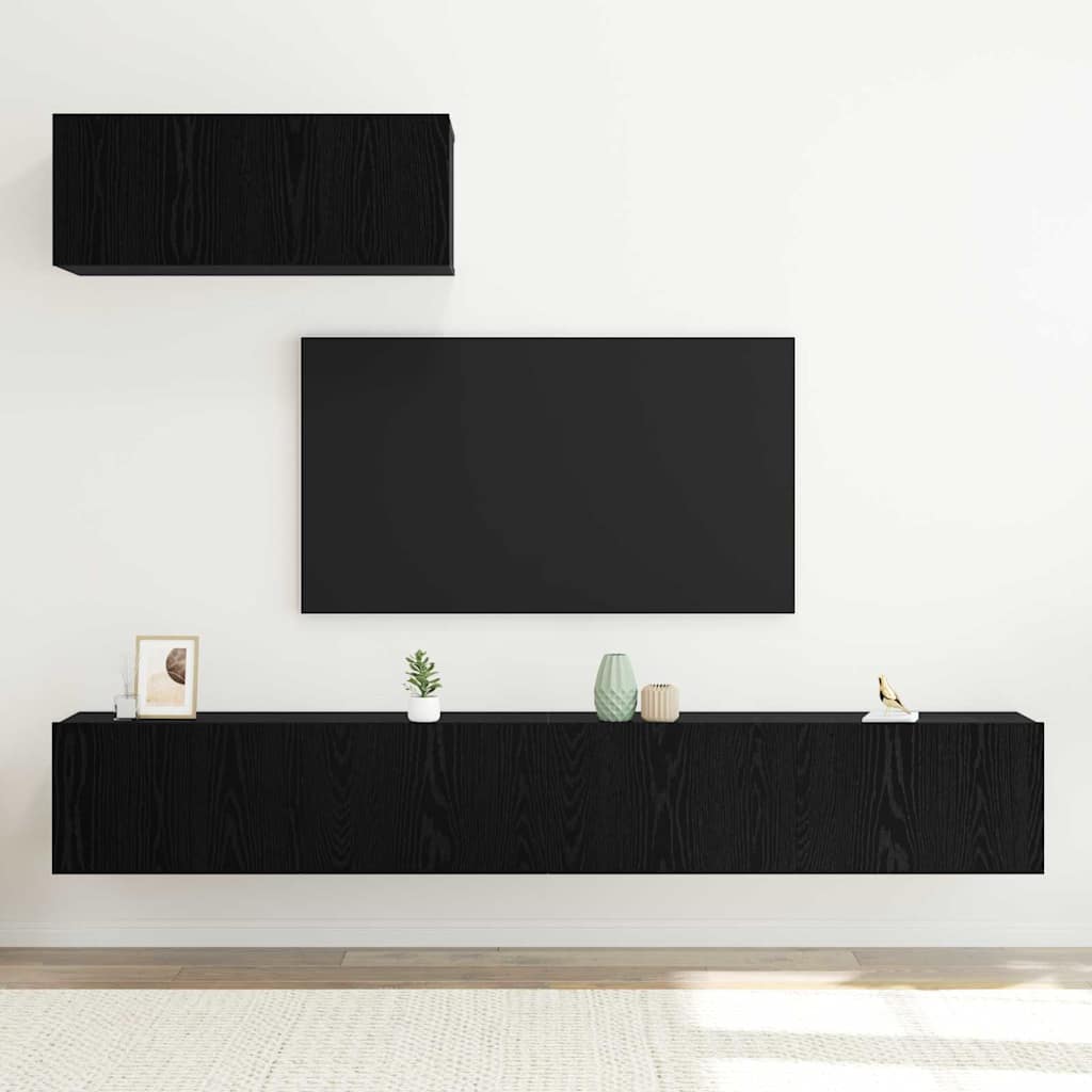 vidaXL TV-Schrankset 3 pcs Schwarz Eichen-Optik Holzwerkstoff