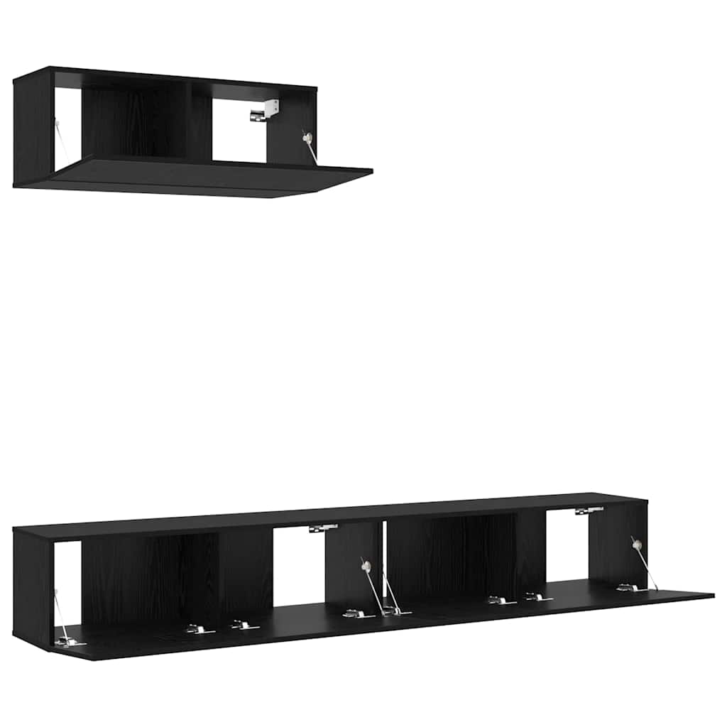 vidaXL TV-Schrankset 3 pcs Schwarz Eichen-Optik Holzwerkstoff