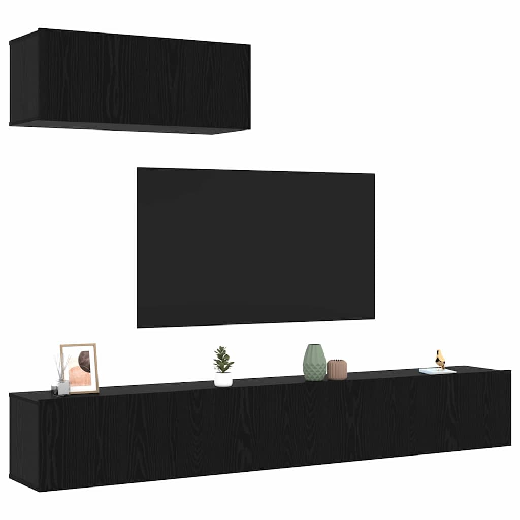 vidaXL TV-Schrankset 3 pcs Schwarz Eichen-Optik Holzwerkstoff