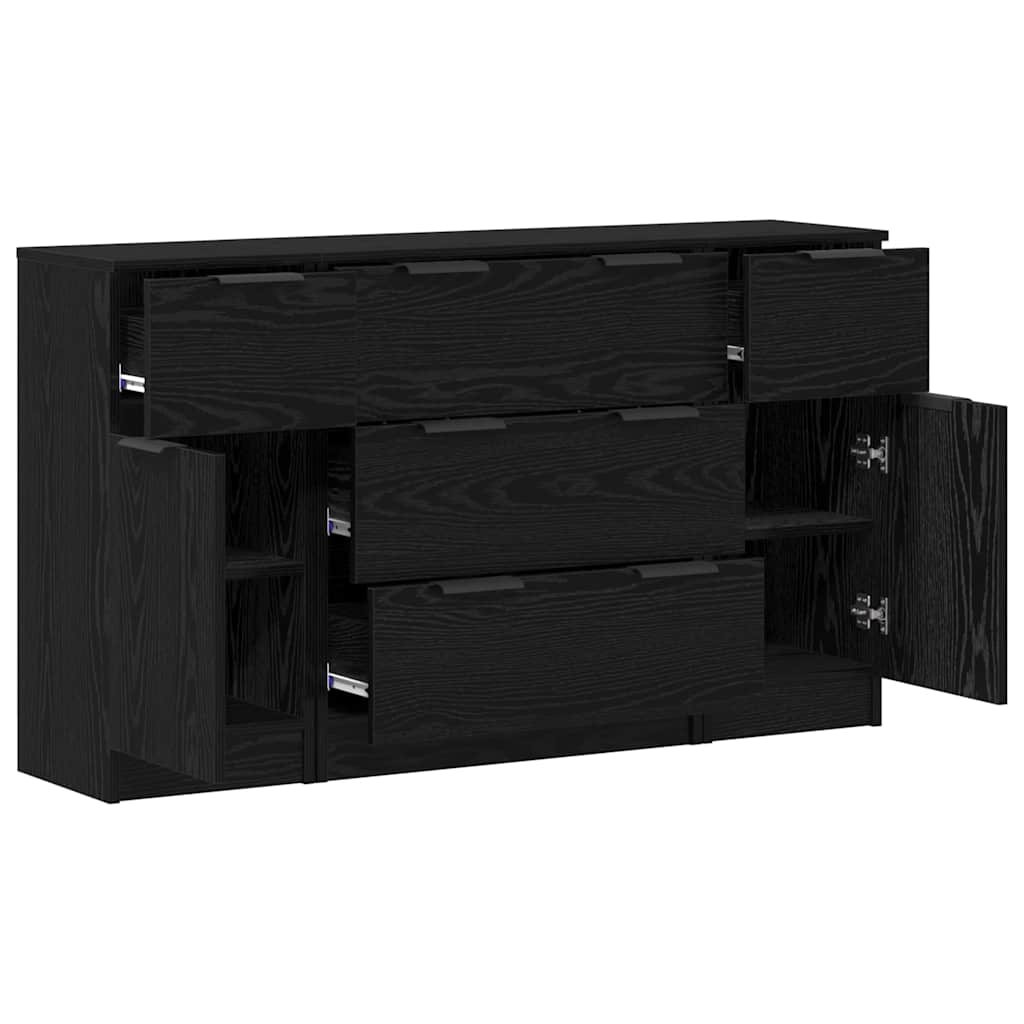 vidaXL Sideboard 3 pcs Schwarz Eichen-Optik Holzwerkstoff