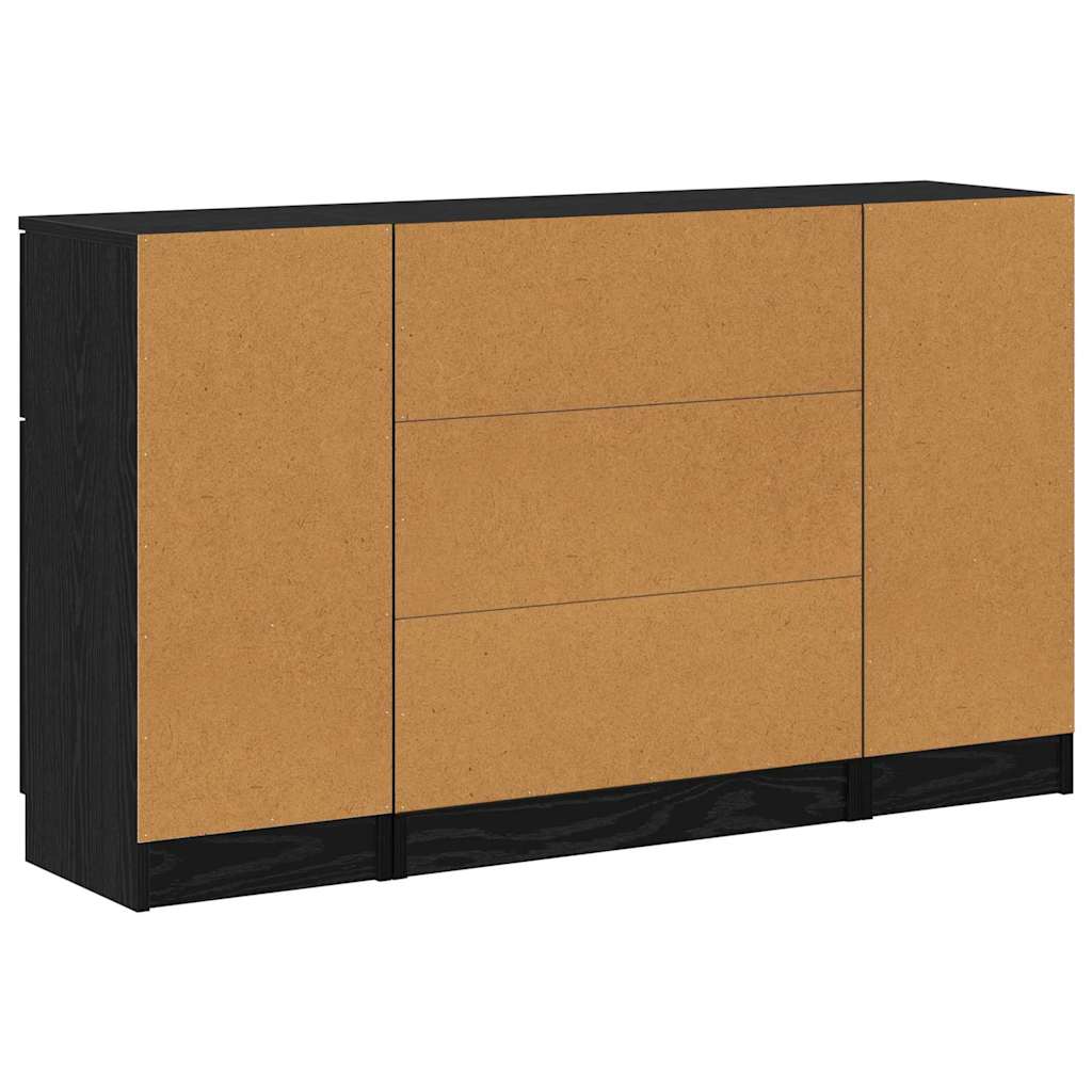 vidaXL Sideboard 3 pcs Schwarz Eichen-Optik Holzwerkstoff