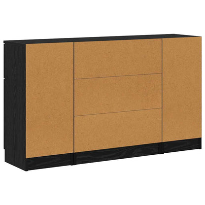 vidaXL Sideboard 3 pcs Schwarz Eichen-Optik Holzwerkstoff