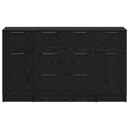 vidaXL Sideboard 3 pcs Schwarz Eichen-Optik Holzwerkstoff
