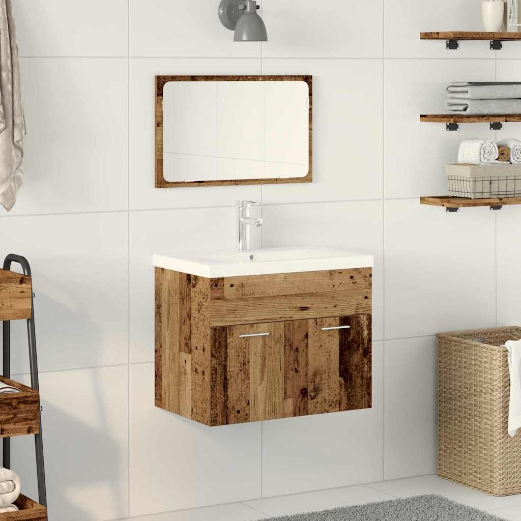 vidaXL Badezimmermöbel-Set Wandmontiert 3 pcs Altholz Holzwerkstoff