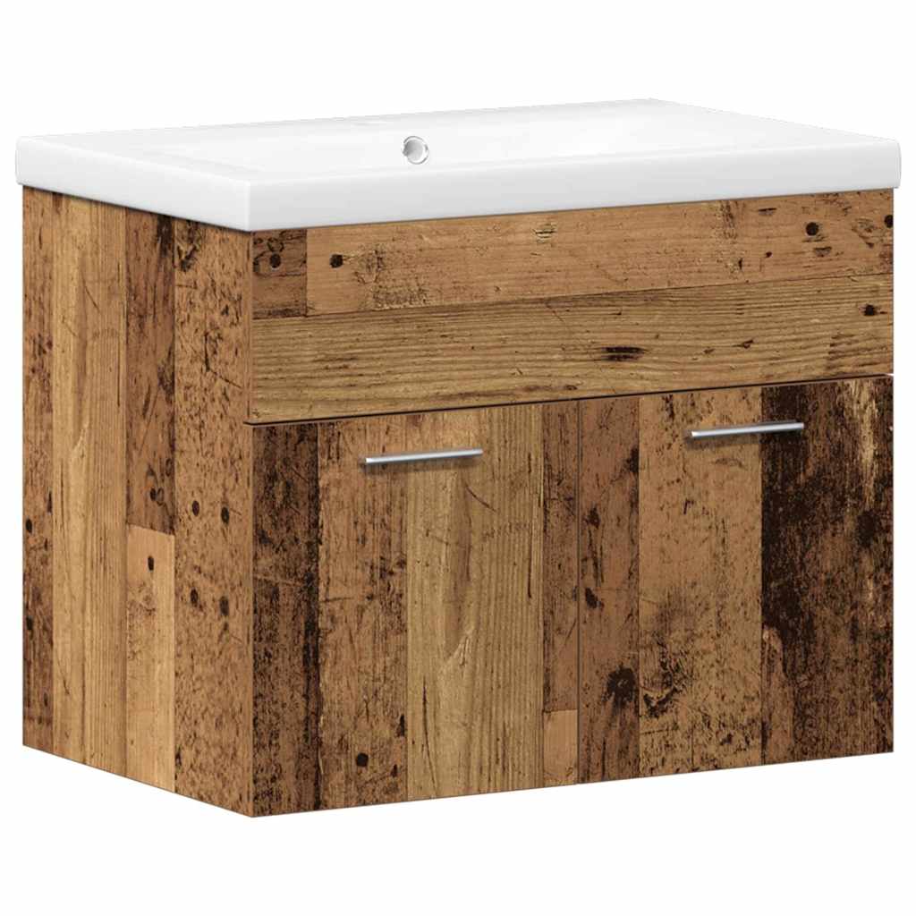 vidaXL Badezimmermöbel-Set Wandmontiert 3 pcs Altholz Holzwerkstoff