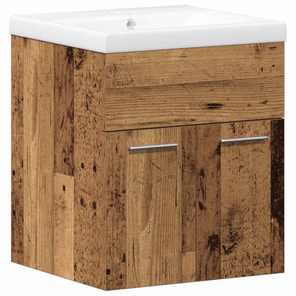 vidaXL Badezimmermöbel-Set Wandmontiert 3 pcs Altholz Holzwerkstoff