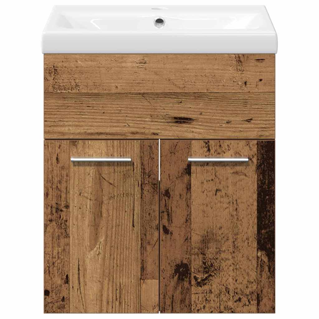 vidaXL Badezimmermöbel-Set Wandmontiert 3 pcs Altholz Holzwerkstoff