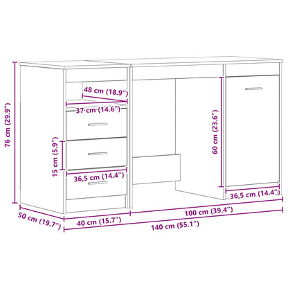 vidaXL Schreibtisch 2 pcs Schwarz Eichen-Optik 140 x 50 x 76 cm