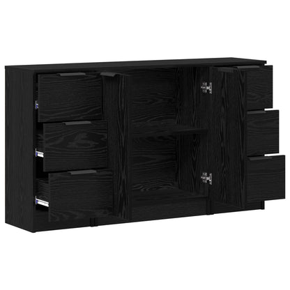 vidaXL Sideboard 3 pcs Schwarz Eichen-Optik Holzwerkstoff