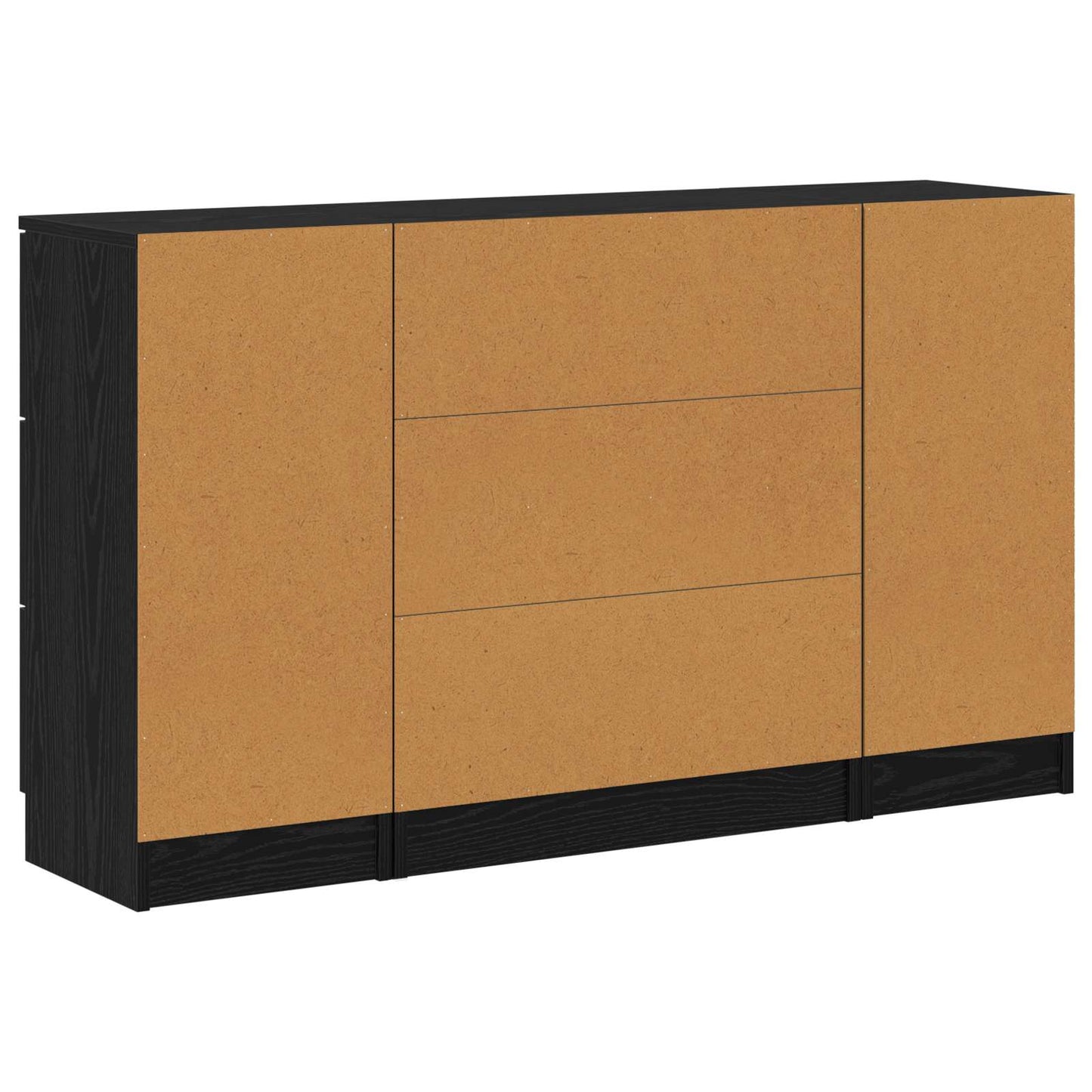vidaXL Sideboard 3 pcs Schwarz Eichen-Optik Holzwerkstoff