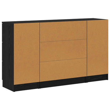 vidaXL Sideboard 3 pcs Schwarz Eichen-Optik Holzwerkstoff