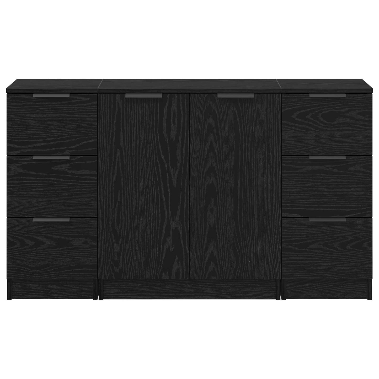 vidaXL Sideboard 3 pcs Schwarz Eichen-Optik Holzwerkstoff