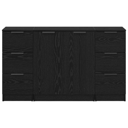vidaXL Sideboard 3 pcs Schwarz Eichen-Optik Holzwerkstoff