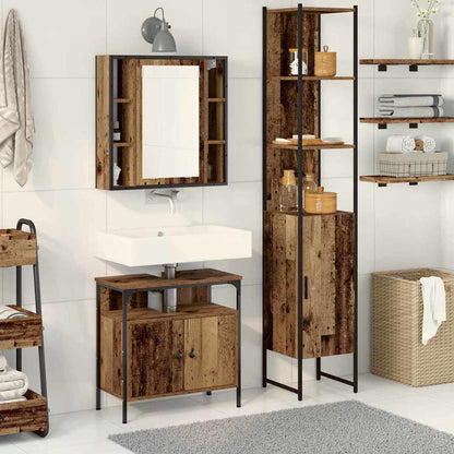 vidaXL Badezimmermöbel-Set mit Regal 3 pcs Altholz Holzwerkstoff